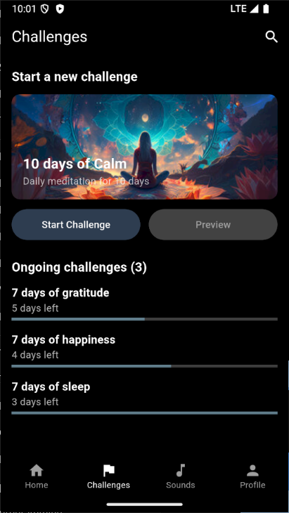 Sleep Challenges Screen